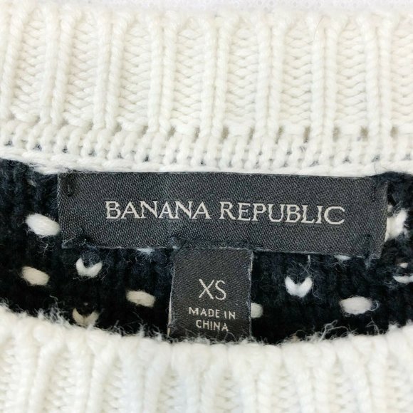 Banana Republic Black & White Chunky Knit Short Sleeve Pullover Sweater - XS - Picture 5 of 5